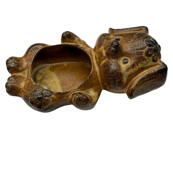 Vintage Pottery Tea Light Holder Brown Puppy Dog Figural Candle Succulent Japan - Picture 4 of 9
